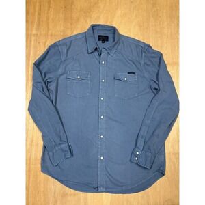 Lucky Brand Mens Long Sleeve Western Denim Shirt Blue Size L